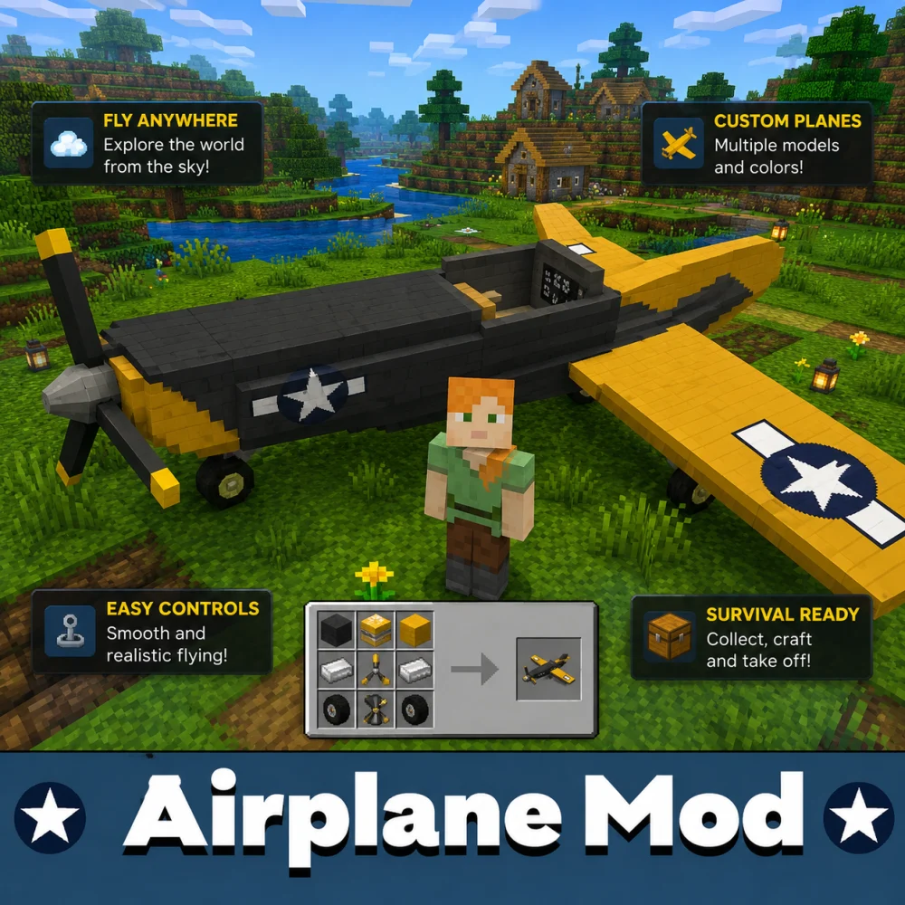Airplane Mod Cho Minecraft PE | Warplane, Sea Plane - Planes Pro