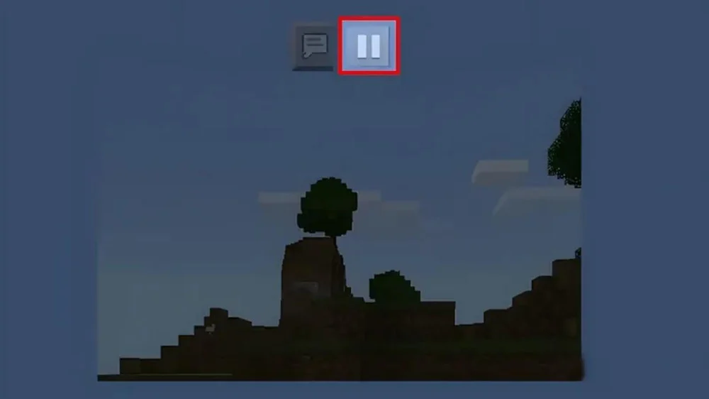 Nhấn biểu tượng Pause để mở bảng tùy chọn trong Minecraft PE