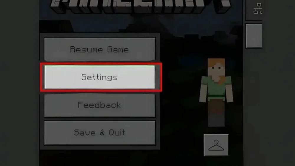 Chọn Settings trong bảng tùy chọn để vào cài đặt game