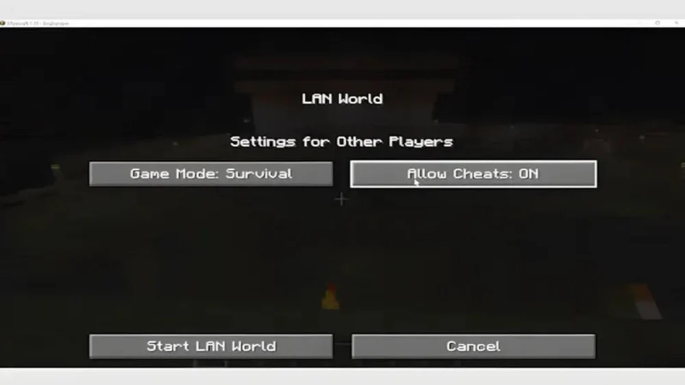Bật cheat qua LAN World trên Java hoặc Settings trên Bedrock Edition