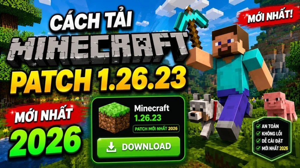 Cách cài Minecraft 1.26.23 sao lưu thế giới tải qua kho ứng dụng chính thức 