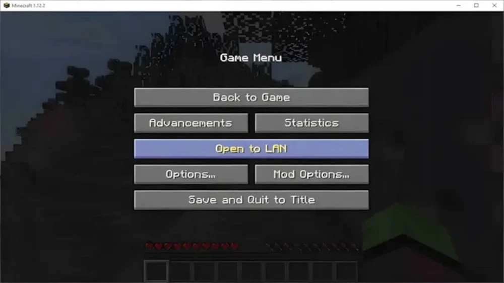 Vào Open to LAN bật Allow Cheats ON rồi nhấn Start LAN World