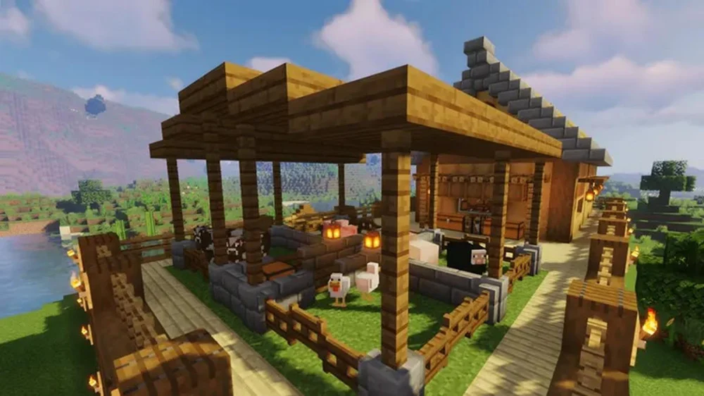 Xây trang trại chăn nuôi giúp ổn định thực phẩm Minecraft 