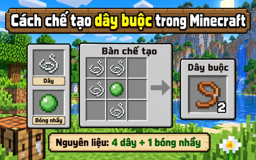 Cách chế tạo dây buộc trong minecraft