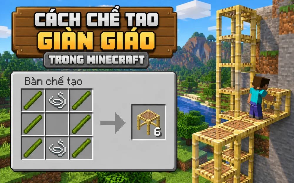 Cách chế tạo giàn giáo trong minecraft