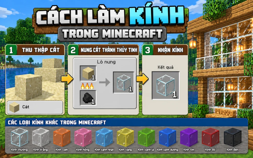 Cách làm kính trong minecraft