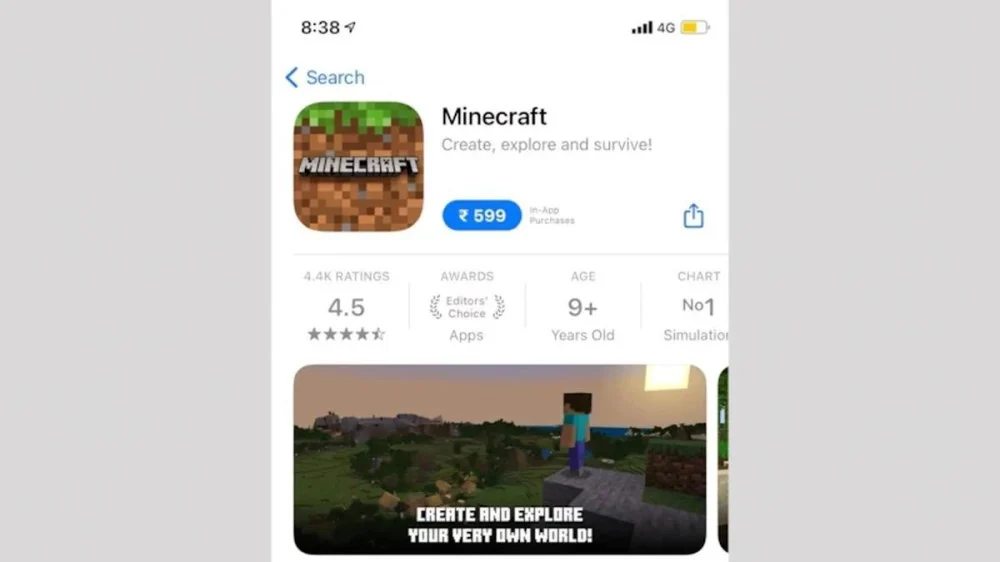 Hướng Dẫn Cài Đặt Minecraft PE Trên App Store Bước 2 
