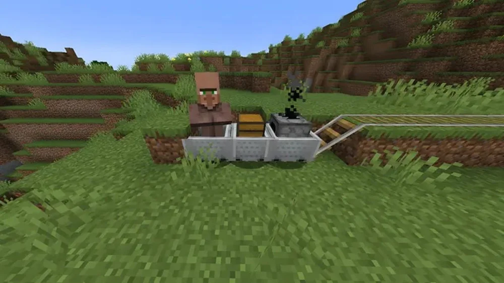 Vận Chuyển Dân Làng Bằng Xe Chở Mìn Trong Minecraft 