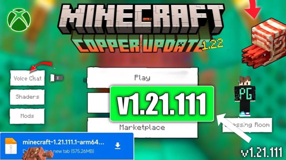 Bedrock 1.21.111 tích hợp Copper Golem Armor Shelf ổn định di động 