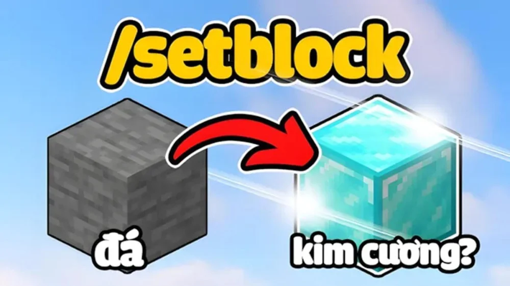 Dùng lệnh setblock để đặt chính xác từng chi tiết trang trí trong khách sạn