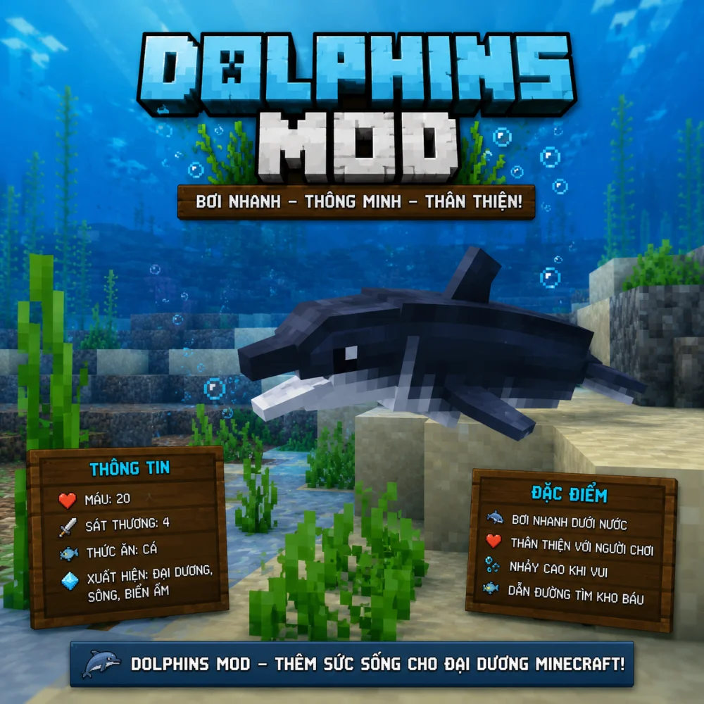 Minecraft Pe Dolphins Mod | Rideable Dolphins, Mo Mob Variants