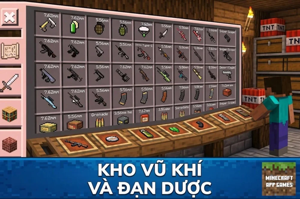 Trải Nghiệm Mod Súng Minecraft PE Nâng Cấp Hệ Thống Vũ Khí Hiện Đại 