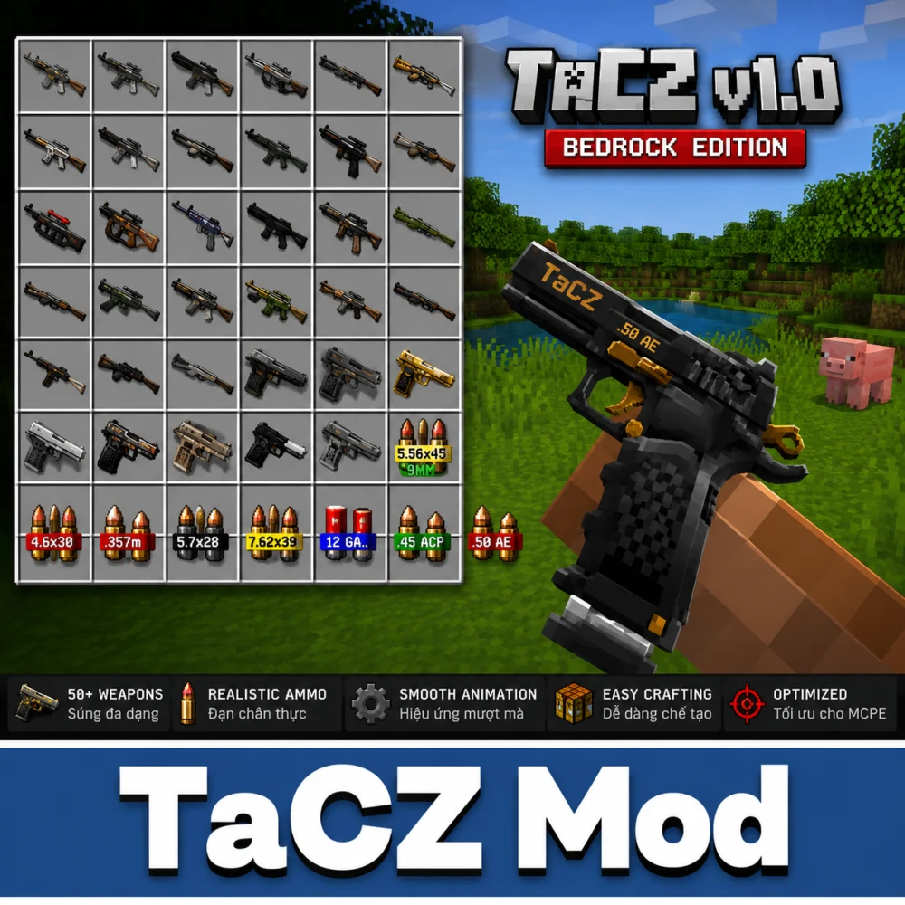Mod súng TaCZ Bedrock Edition | Timeless and Classics Zero Mod