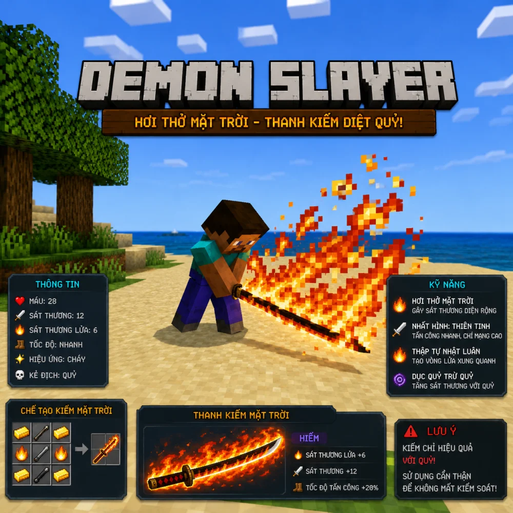 Mod Thanh Gươm Diệt Quỷ Cho Minecraft PE | Diệt Quỷ Muzan