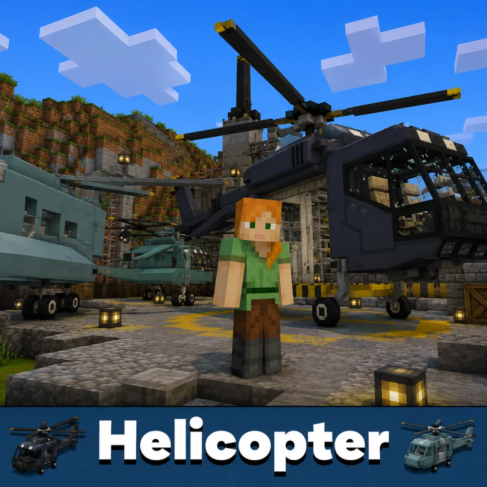 Mod Trực Thăng Cho Minecraft PE | Máy Bay, Quân Sự, Sinh Tồn