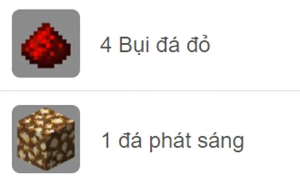 Cần sáu đá cuội hai bụi đá đỏ và một thạch anh Nether để chế tạo