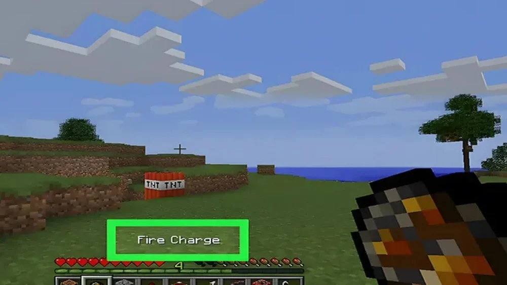Dùng Fire Charge kích nổ TNT không bị hao mòn