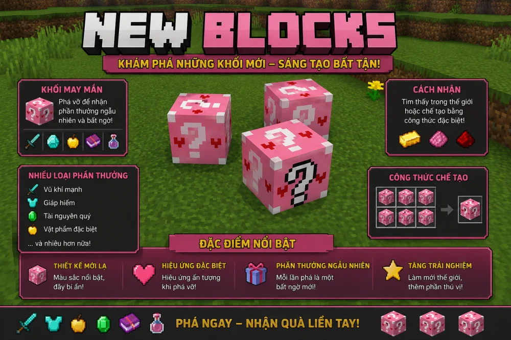 Tổng quan về lucky blocks mod cho minecraft pe