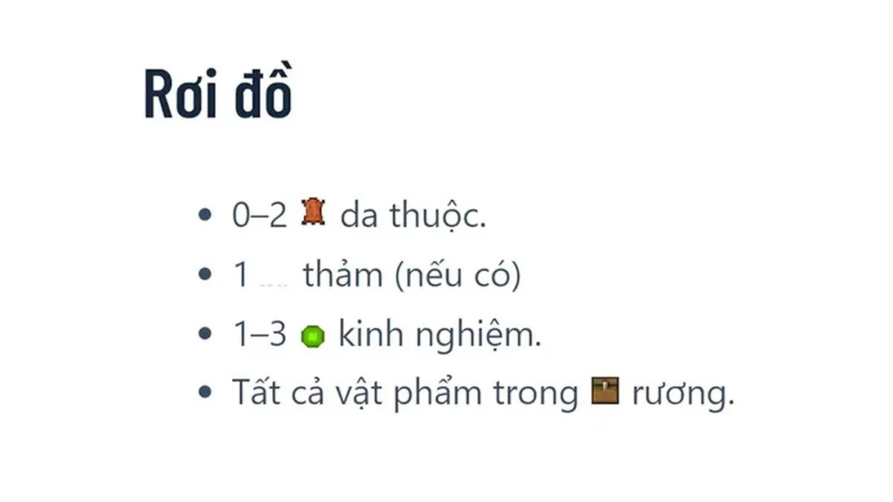 Các vật phẩm rơi ra khi Lạc đà không bướu bị tiêu diệt trong Minecraft